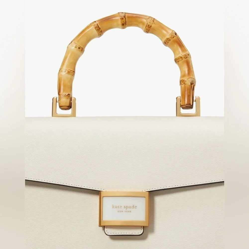 Kate Spade Katy Textured Leather Bamboo Medium Top-handle Bag (NWT)